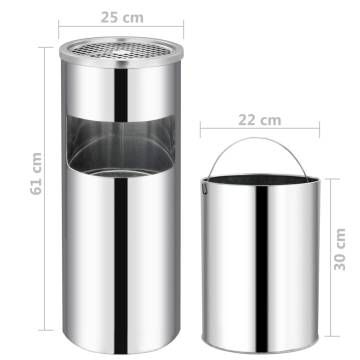 Elegant 30L Stainless Steel Ashtray Dustbin for Hotels & More