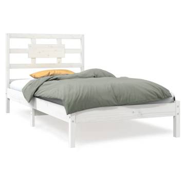 White Solid Wood Bed Frame 90x200 cm - Timeless Design