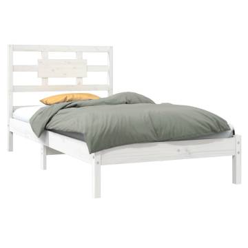 White Solid Wood Bed Frame 90x200 cm - Timeless Design