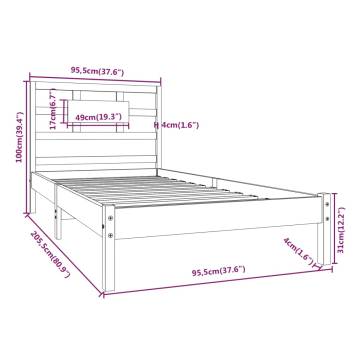 White Solid Wood Bed Frame 90x200 cm - Timeless Design