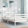 Bed Frame with Headboard White 90x200 cm Solid Wood Colour white Size 90 x 200 cm 