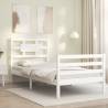 White Bed Frame with Headboard 90x200 cm - Solid Wood