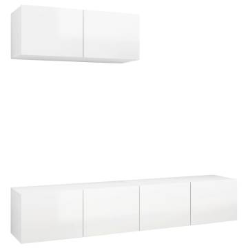 High Gloss White TV Cabinets - 3 Piece Set | Hipo Market