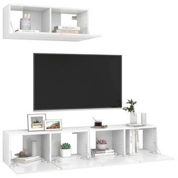 High Gloss White TV Cabinets - 3 Piece Set | Hipo Market