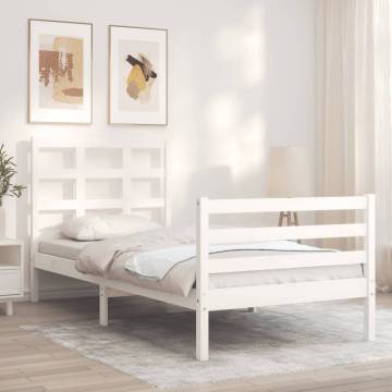 White Bed Frame with Headboard 90x200 cm | Hipomarket