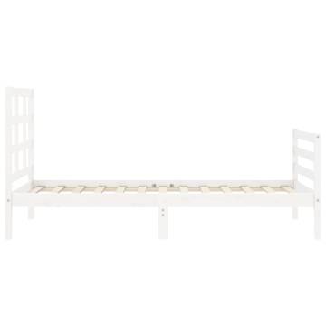 White Bed Frame with Headboard 90x200 cm | Hipomarket