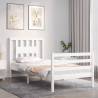 White Bed Frame with Headboard 90x200 cm - Solid Wood