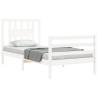 White Bed Frame with Headboard 90x200 cm - Solid Wood