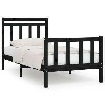 Black Solid Wood Pine Bed Frame 90x200 cm - Classic Design