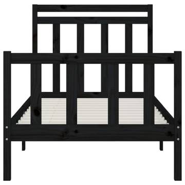 Black Solid Wood Pine Bed Frame 90x200 cm - Classic Design