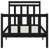 Black Solid Wood Pine Bed Frame 90x200 cm - Classic Design