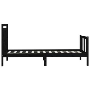 Black Solid Wood Pine Bed Frame 90x200 cm - Classic Design