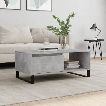 Elegant Concrete Grey Coffee Table - Engineered Wood 90x50x36.5 cm