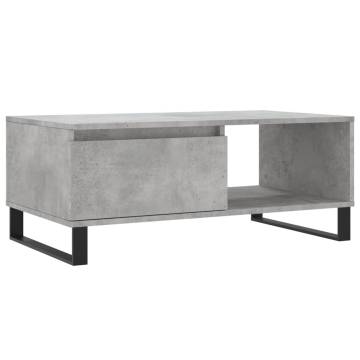 Elegant Concrete Grey Coffee Table - Engineered Wood 90x50x36.5 cm