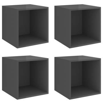 Wall Cabinets 4 pcs High Gloss Grey – Stylish & Practical