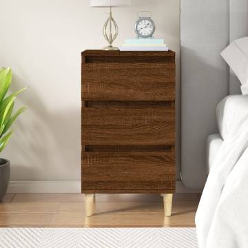 Stylish Brown Oak Bedside Cabinet - Engineered Wood 40x35x70 cm