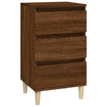 Stylish Brown Oak Bedside Cabinet - Engineered Wood 40x35x70 cm