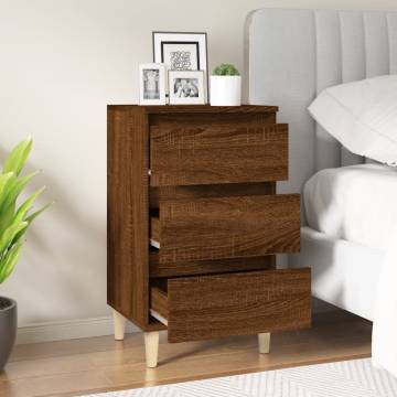 Stylish Brown Oak Bedside Cabinet - Engineered Wood 40x35x70 cm