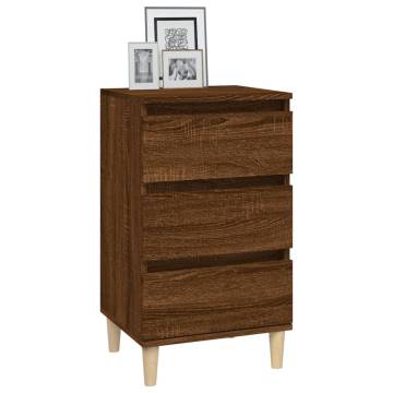 Stylish Brown Oak Bedside Cabinet - Engineered Wood 40x35x70 cm