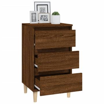 Stylish Brown Oak Bedside Cabinet - Engineered Wood 40x35x70 cm