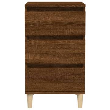 Stylish Brown Oak Bedside Cabinet - Engineered Wood 40x35x70 cm