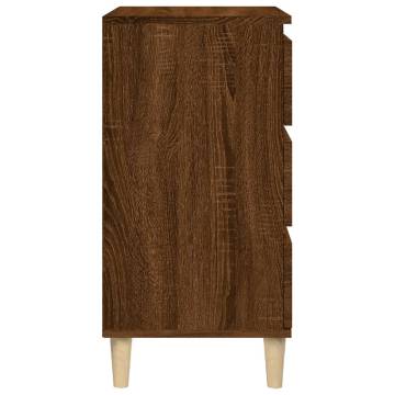 Stylish Brown Oak Bedside Cabinet - Engineered Wood 40x35x70 cm