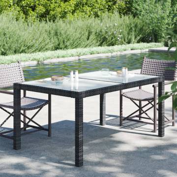 Stylish Black Garden Table | 150x90 cm Tempered Glass & Rattan