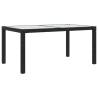 Stylish Black Garden Table | 150x90 cm Tempered Glass & Rattan