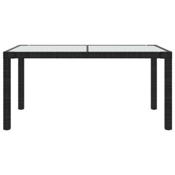 Stylish Black Garden Table | 150x90 cm Tempered Glass & Rattan