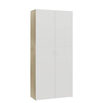 Elegant White and Sonoma Oak Shoe Cabinet | 80x35.5x180 cm