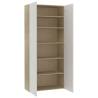 Elegant White and Sonoma Oak Shoe Cabinet | 80x35.5x180 cm