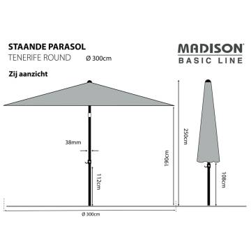 Madison Parasol Tenerife 300 cm Round Apple Green - Hipomarket