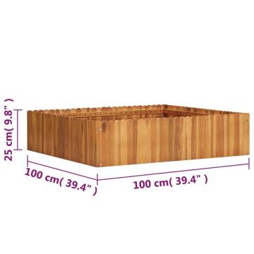 Garden Raised Bed 100x100x25 cm - Solid Acacia Wood Planter