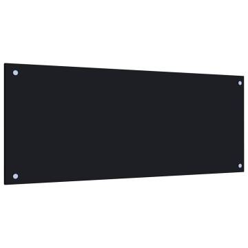 Black Tempered Glass Kitchen Backsplash | 100x40 cm