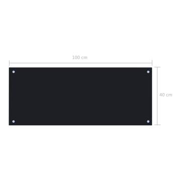 Black Tempered Glass Kitchen Backsplash | 100x40 cm