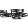 5 Piece Garden Lounge Set - Black Solid Wood Pine