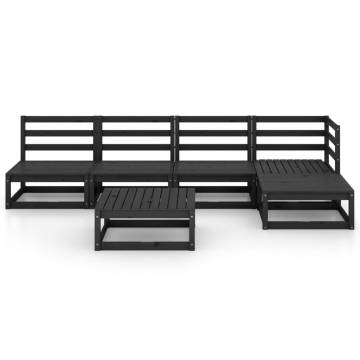 5 Piece Garden Lounge Set - Black Solid Wood Pine