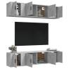 6 Piece Concrete Grey TV Cabinet Set - Stylish & Practical Storage