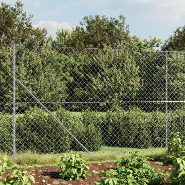 Durable Chain Link Fence with Spike Anchors - 2x25m Silver