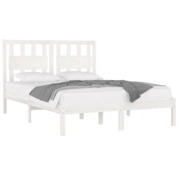 King Size White Solid Wood Pine Bed Frame 150x200 cm