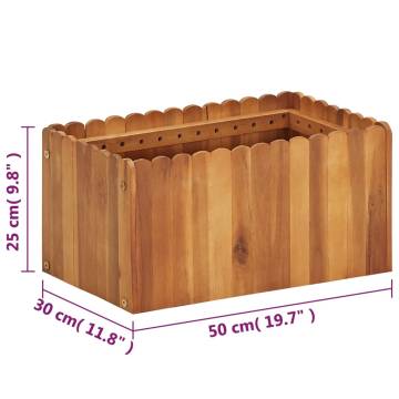 Garden Raised Bed 50x30x25 cm - Solid Acacia Wood Planter