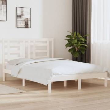 White Solid Wood Pine Bed Frame 150x200 cm King Size