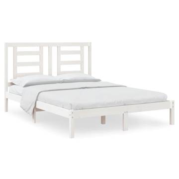 White Solid Wood Pine Bed Frame 150x200 cm King Size