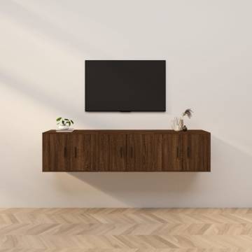 Wall-Mounted TV Cabinets - 3 Pcs Brown Oak | Hipo Market