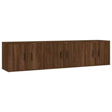 Wall-Mounted TV Cabinets - 3 Pcs Brown Oak | Hipo Market