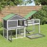 Rabbit Hutch Grey 185.5x60.5x109.5 cm Solid Wood Pine Colour grey 