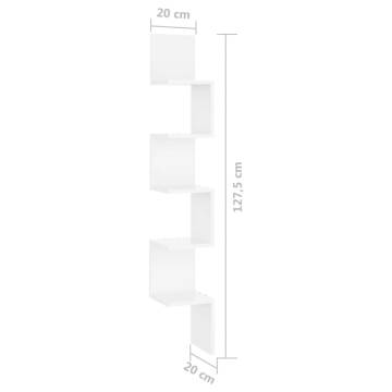 Stylish White Corner Shelf - 20x20x127.5 cm | HipoMarket