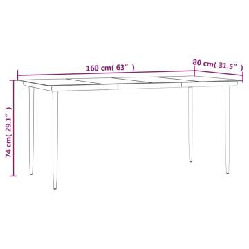 Garden Dining Table Black 160x80 cm - Stylish Outdoor Elegance