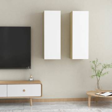 Stylish White & Sonoma Oak TV Cabinets - 2 pcs | HipoMarket