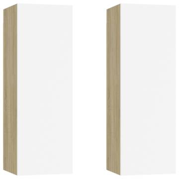 Stylish White & Sonoma Oak TV Cabinets - 2 pcs | HipoMarket